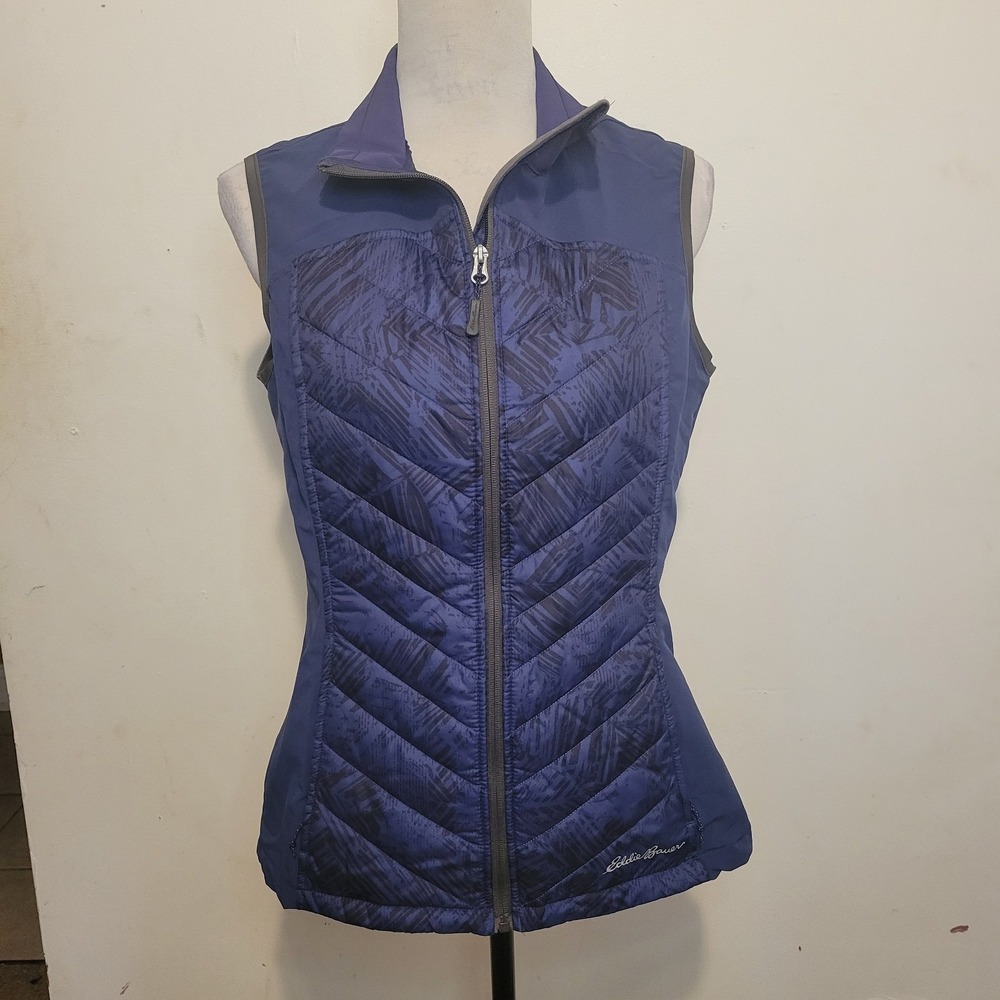 Eddie Bauer Women's Medium Purple Quilted Puffer Vest Full‎ Zip Zip Pockets